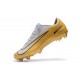 Chaussures de Football Nike Mercurial Vapor XI FG pour Hommes Or Blanc