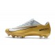 Chaussures de Football Nike Mercurial Vapor XI FG pour Hommes Or Blanc