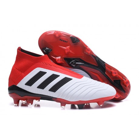 Nouveau Chaussures de Foot Adidas Predator 18+ FG Blanc Noir Rouge