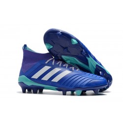Crampons Foot 2018 - adidas Predator 18.1 FG Bleu Blanc