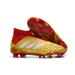 Nouveau Chaussures de Foot Adidas Predator 18+ FG Or Rouge Blanc
