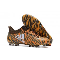 Crampons de Football - Adidas X 17.1 FG pour Hommes Orange Vif Olive