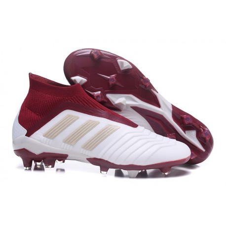 Nouveau Chaussures de Foot Adidas Predator 18+ FG Blanc Rouge