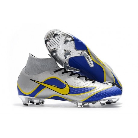 Crampons de football Nike Mercurial Superfly VI 360 Elite FG Argent Bleu Jaune