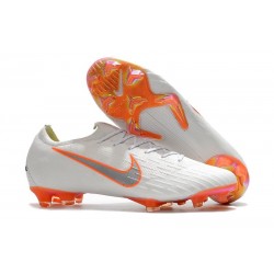 Nike Mercurial Vapor XII Elite FG - Chaussures de Football Hommes Blanc Gris Métallique Orange Total